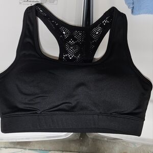 Black Sports Bra with Mesh Detail